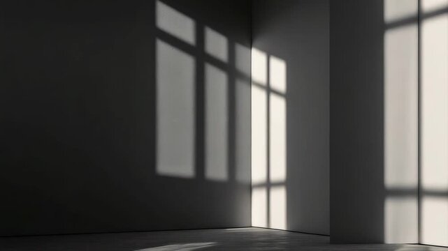 Shadows cast by sunlight on walls in a simple empty room