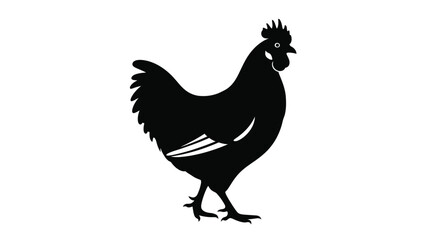 a striking black rooster silhouette against a clean white background © MSTMARIA