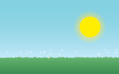 Minimalist Day Banner with Sun and Empty Space for Text