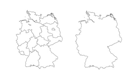 Obraz premium Germany Map White Silhouette with Detailed Regions – Editable Layered EPS | Germany Outline Vector