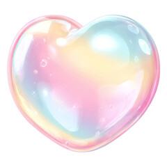 Colorful Heart-Shaped Bubble with Soft Pastel Colors and Light Reflections for Romantic and Decorative Themes