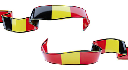 Belgian Flag Ribbons on White Background
