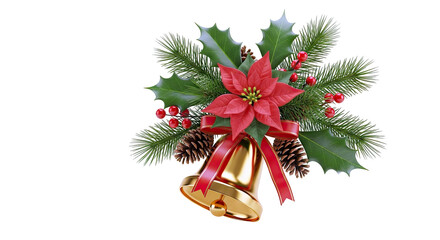 Christmas Bell with Poinsettia and Pine Sprigs
