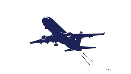 Obraz premium Airplane flying high in the sky with contrails, viewed from below, illustration of flight trajectory