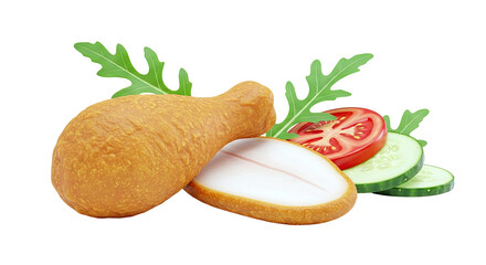 Fried Chicken Drumstick with Salad Ingredients