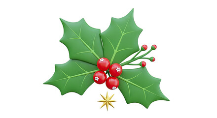 3D Rendered Holly Berry with Star