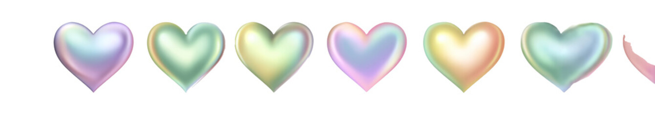 Colorful Pastel Heart Pattern on White Background for Romantic or Celebration Themes