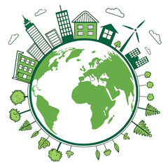 Global sustainability and renewable energy sources surrounding the earth
