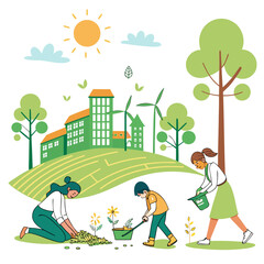 Families enjoying a sunny day at a vibrant community playground with children playing together