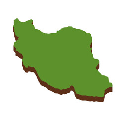 3D Green Map of the Iran with transparent image for travel book, poster, business, 