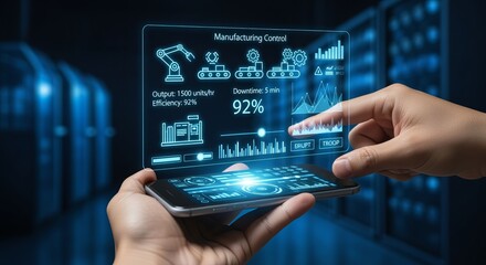 Futuristic Interface Guiding Intelligent Manufacturing Automation in the Era of Connectivity Now.