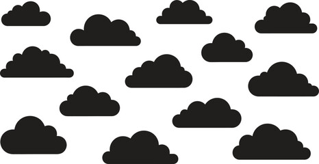 black clouds on white background