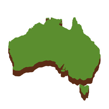 3D Green Map of the Australia with transparent image for travel book, poster, business, 