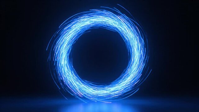 Blue Light Circle Motion Dark Background.