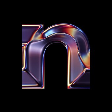 Transparent Chrome letter N small