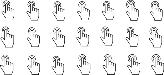 Hand icons clicking buttons in various positions