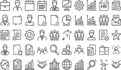 Fototapeta premium HR Management and Business Recruitment Outline Icons