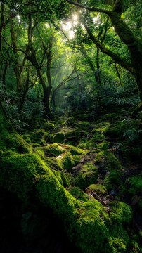 AI generator images of Dense, sunlit forests. Porcelain Fungus: Shiny white mushrooms, or Oudemansiella mucida, grow in clusters on moss-covered logs.
Ecology: This mushroom is often found on decaying