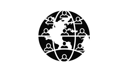 globe encircled by human figures representing global community a striking silhouette © DELRUBA