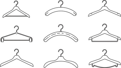 set of various clothing hangers