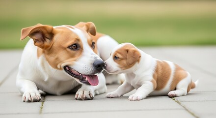 Jack Russell Terrier Dog with Puppy.