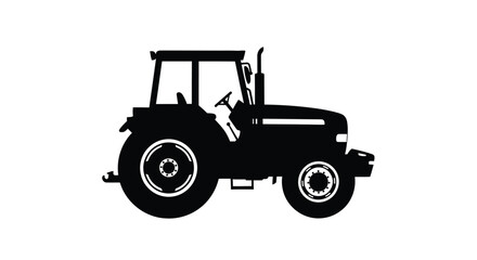Naklejka premium Black tractor illustration against a white background silhouette