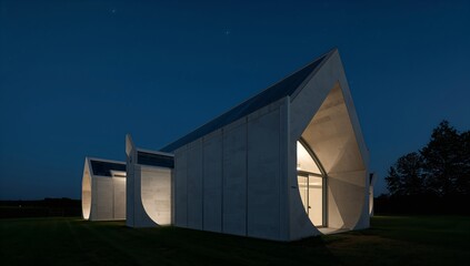 Fototapeta premium Pyramid Shape Rises Into the Clear Night Sky Filled With Stars and Darkness