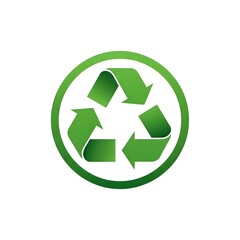 Green recycling symbol representing environmental sustainability and waste management practices illustration