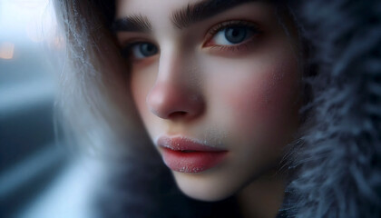 A frosted lips close-up portrait, Ai generated image