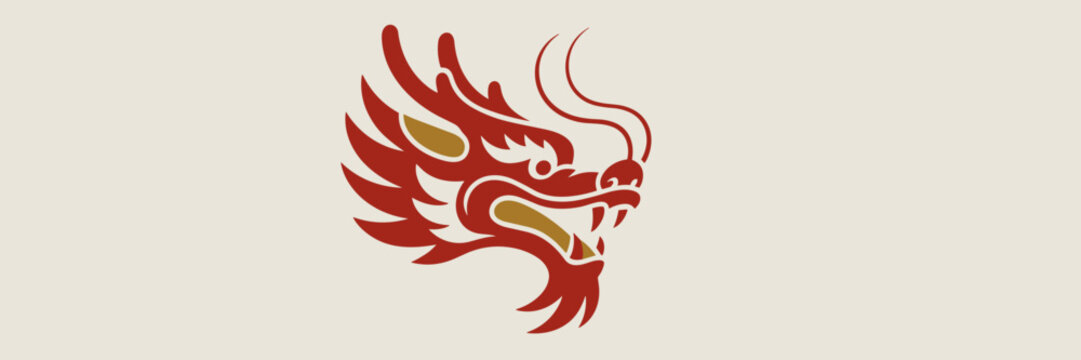Minimalist dragon head vector &ndash; Ideal for Lunar New Year branding, Asian culture blogs, or logo design.