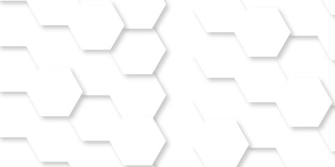Naklejka premium White abstract honeycomb mosaic and tile geometric hexagon vector illustration. geometric digital technology polygon science vintage square mosaic and web cover business texture.