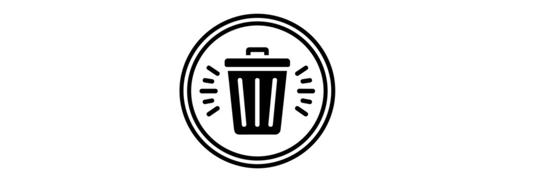 Junk removal service logo badge with trash bin - Ideal for waste management branding, cleaning services, or eco-friendly business icons.