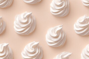 Obraz premium White whipped cream swirls as a seamless food pattern. Sweet creamy dessert abstract background. Delicious treat for confectionery.