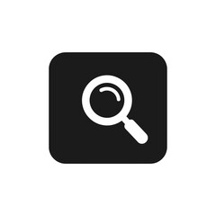 Magnifying glass icon on black square button