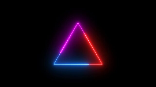 triangle animation on transparent background. glowing triangle motion animation. digital elements triangle icon. smooth neon glowing triangle video with alpha channel in 4k. 