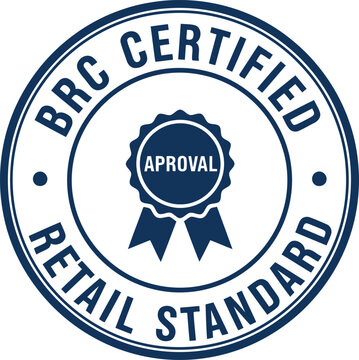 BRC Certified Retail Standard Approval Badge Vector Icon for Quality Assurance and Compliance
