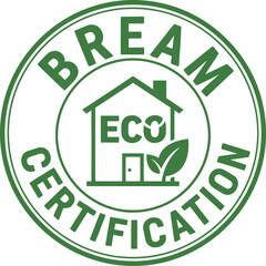 BREEAM Certification Eco Badge Icon for Sustainable Green Building and Environmental Standards