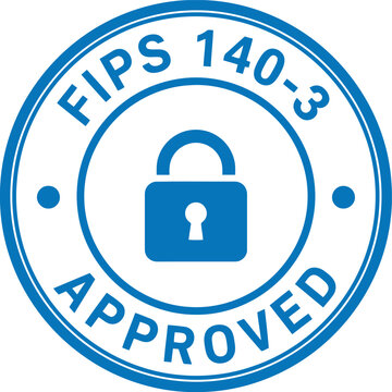 FIPS 140-3 Approved Security Badge Icon for Data Encryption Compliance and Cybersecurity Certification