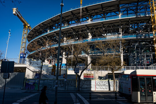 Barcelona, Spain - 20 january 2026: the new Spotify Camp Nou stadium, where Barcelona football team will play, is seen under construction,