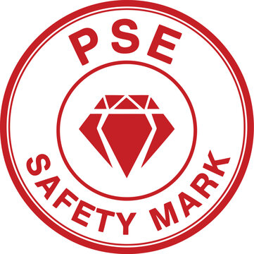 PSE Safety Mark Certification Logo Vector, Electrical Product Compliance Symbol, Red Diamond Emblem