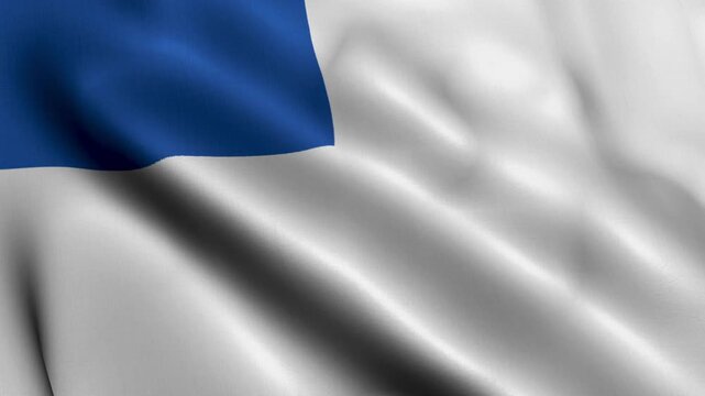 Waving Flag Of San Sebasti&aacute;n City In Gipuzkoa Spain With Blue And White Design And The Official Coat Of Arms Fluttering Softly In The Wind 4K Footage For Cultural Travel Historical Projects