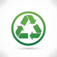 Fototapeta premium Green recycling symbol with three arrows in a circular formation.