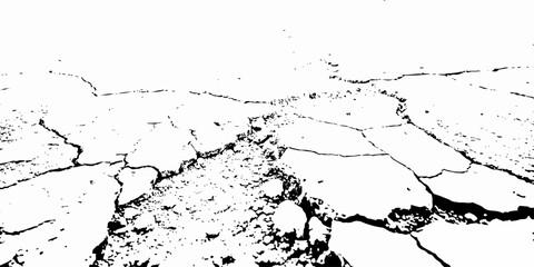 Naklejka premium Black and white dirty grunge texture of cracked paint on asphalt and abstract effect old concrete faded wall dry surface patterns background.