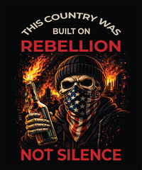 &ldquo;Skull Masked Protester Holding Molotov in Urban Rebellion Illustration&rdquo;