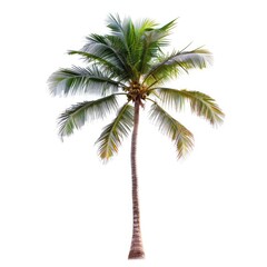 Obraz premium Single Tall Coconut Palm Tree Isolated on a White Background
