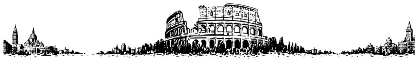 Panoramic sketch of roman colosseum and historical city skyline © AdrianGebert