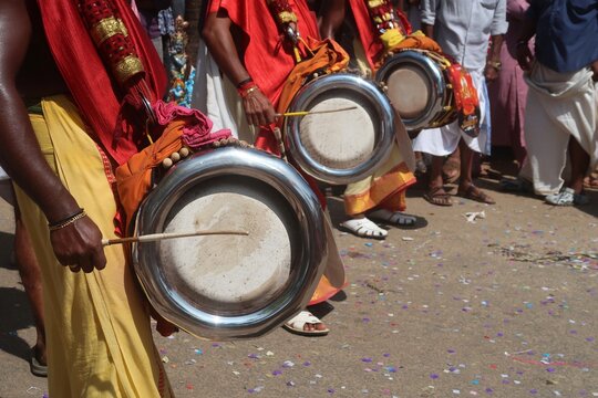 Tavil is a barrel-shaped percussion instrument from South India. It is also widely used in Andhra Pradesh, Karnataka, Kerala, Telangana and in the North and East of Sri Lanka