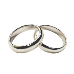 Two shiny silver wedding bands on a black