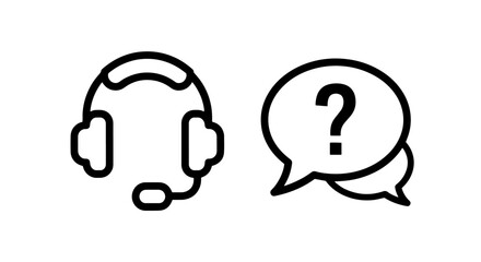 Headphones and chat bubble with question mark icon for help and inquiries