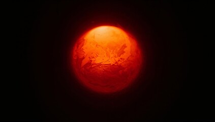 Fototapeta premium View of a Glowing Red Ball in a Dark Environment During Nighttime